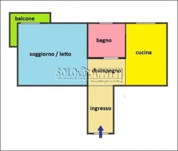 Monolocale da ristrutturare con balcone