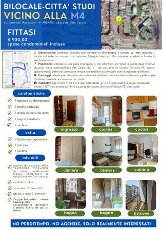 Imagen Bilocale arredato Città studi, lambrate, udine, loreto